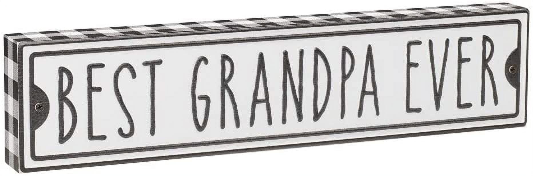 Best Grandpa Ever Rustic Plaid Wood Box Sign