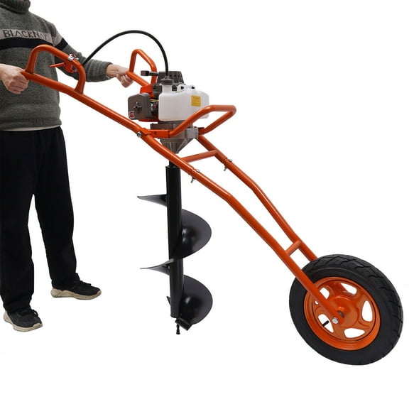 11" Bit Post Hole Digger Gas Powered 63cc 3hp Hand Push Earth Auger Ground Drill