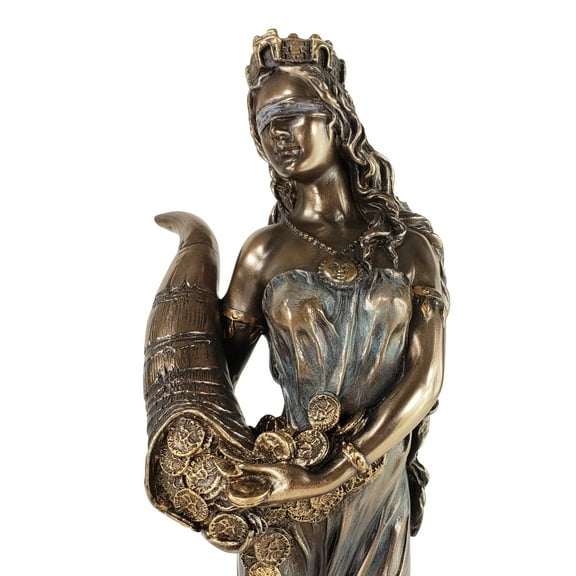 11" Blind Fortuna Roman goddess of Fortune  Luck Statue Bronze Finish