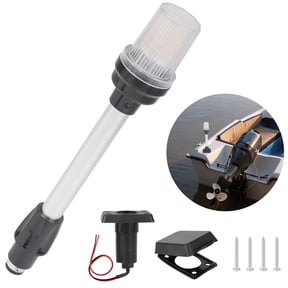 11" Boat Stern Light, TSV 360 LED Anchor Light with Base, 3NM Visibility, IP67 Waterproof 12V Navigation Light for Pontoon, Bass & Fishing Boats