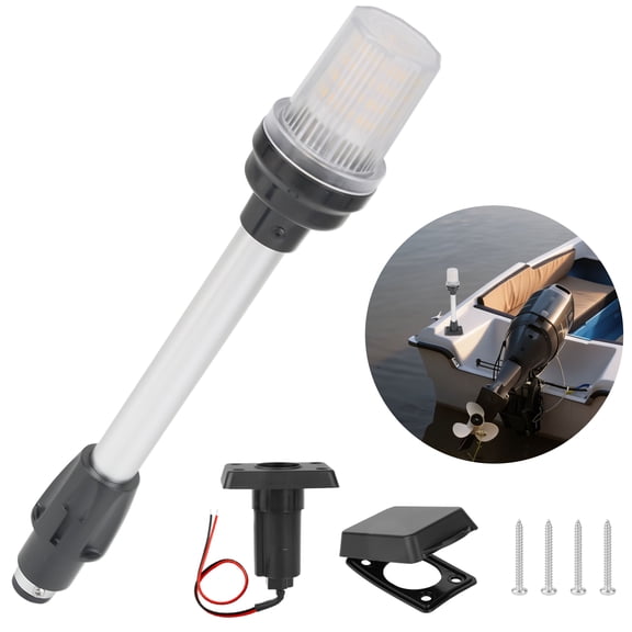 11" Boat Stern Light, TSV 360 LED Anchor Light with Base, 3NM Visibility, IP67 Waterproof 12V Navigation Light for Pontoon, Bass & Fishing Boats