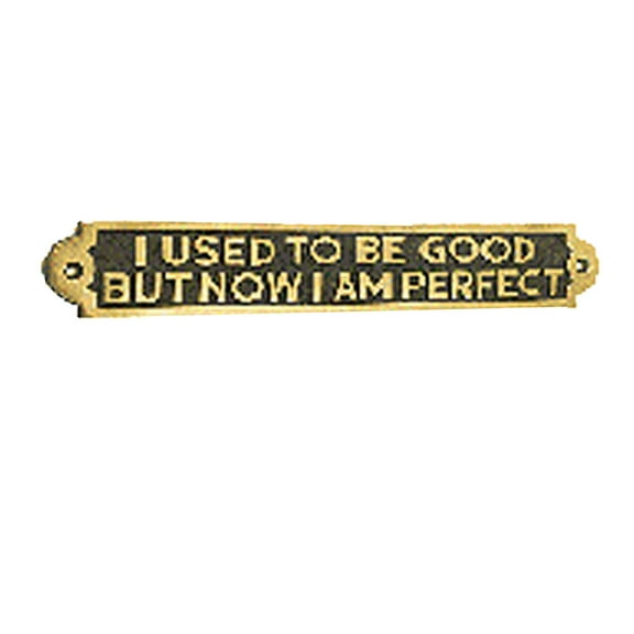 11" Brass Sign 'I Used to be Good but Now I am Perfect' Renovator's Supply