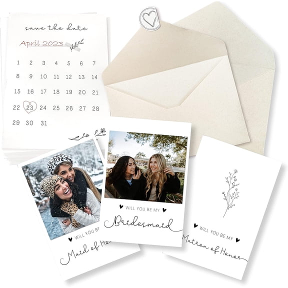 11 Bridesmaid Proposal Card Set - 8 Will You Be My Card, 2 Maid Of Honor, 1 Matron Honor Invitation, Asking Gifts Ideas