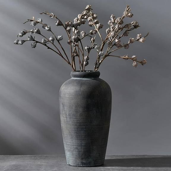 11" Bronze Ceramic Decorative Vase, Rustic Farmhouse Home Decor