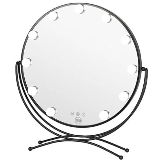 11 Bulb Round Vanity Mirror - Jet Black