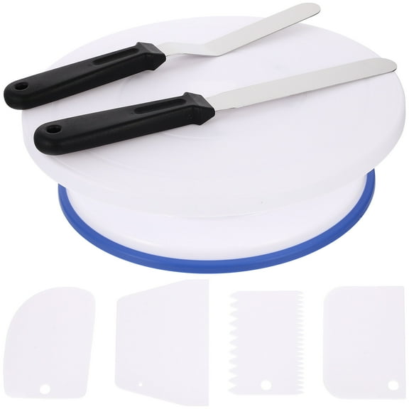 11" Cake Turntable & 7-Piece Decorating Kit for Pastries & Cupcakes (White)