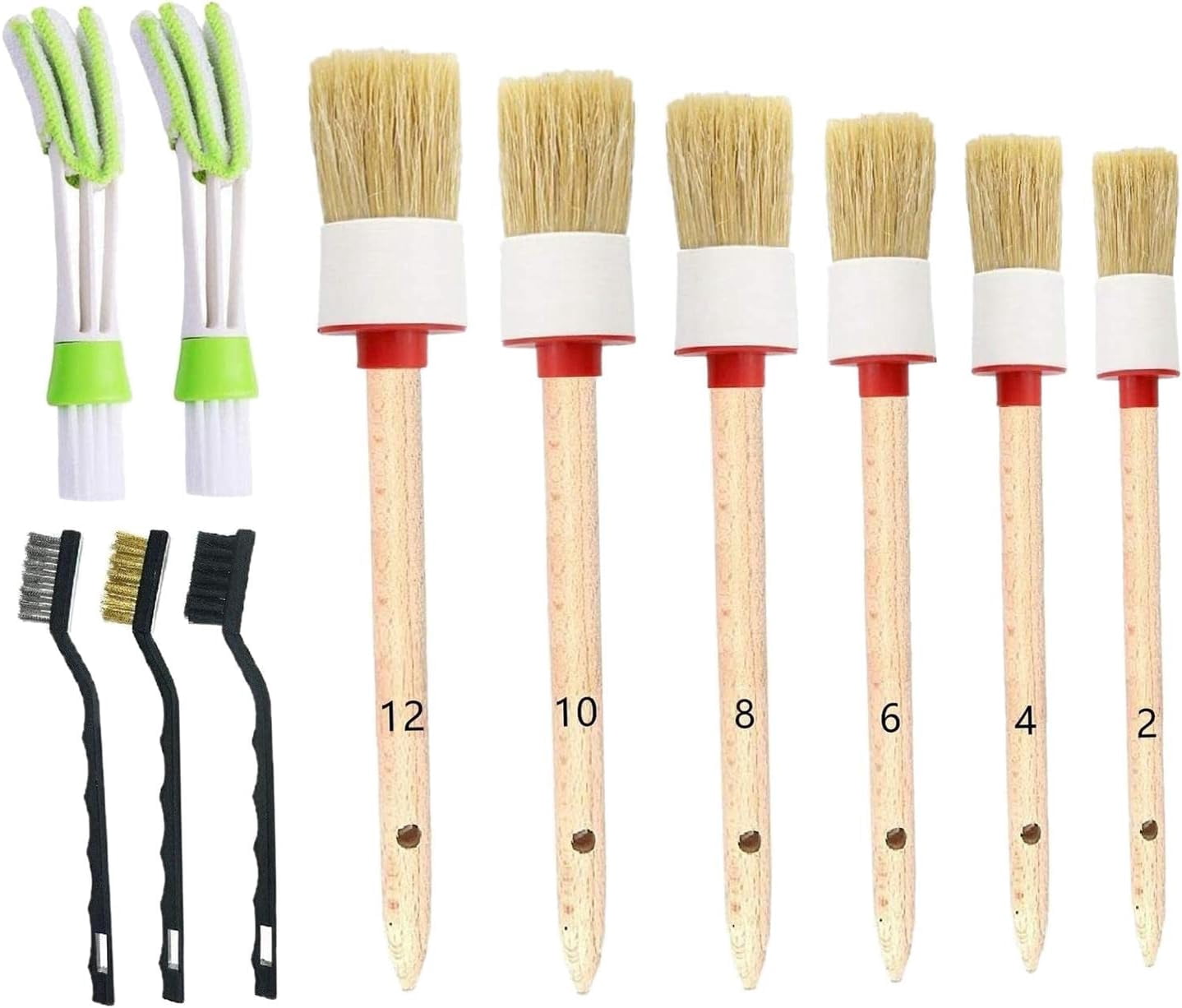 2-Pack Car Interior Detailing Brushes With Shovel - Soft Bristles For Dashboard, Keyboard, Makeup