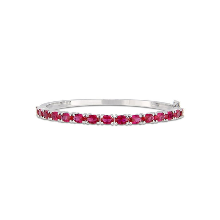 11 Carat Ctw Lab Created Ruby Bracelet Bangle in Sterling Silver 7 Inches