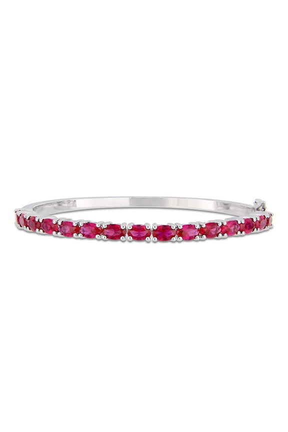 11 Carat (Ctw) Lab-Created Ruby Bracelet Bangle in Sterling Silver (7 inches) for Women