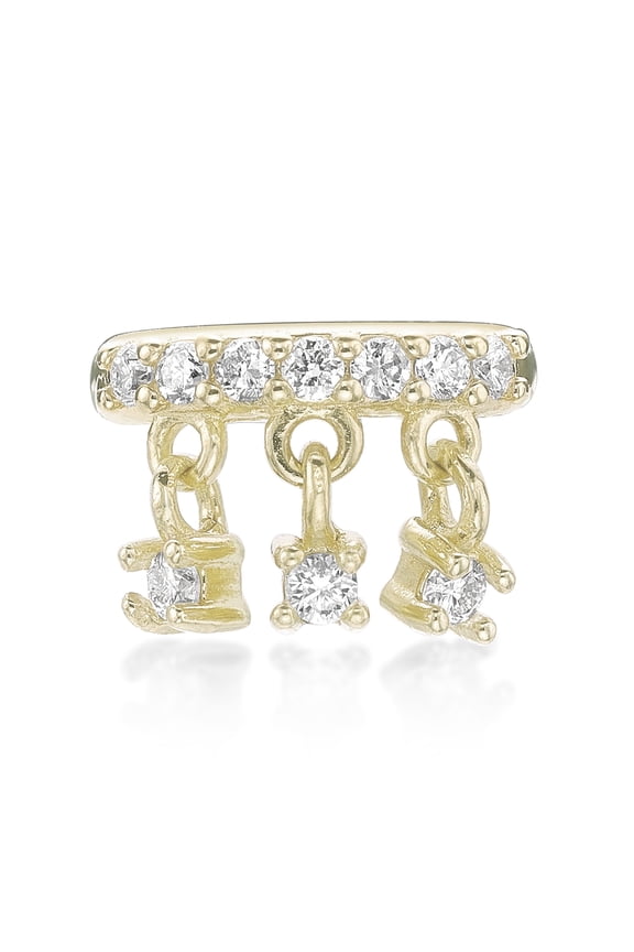 18K Yellow Gold Plated Silver Dangle Ear Cuff With 0.11 Carat Lab Grown Diamond