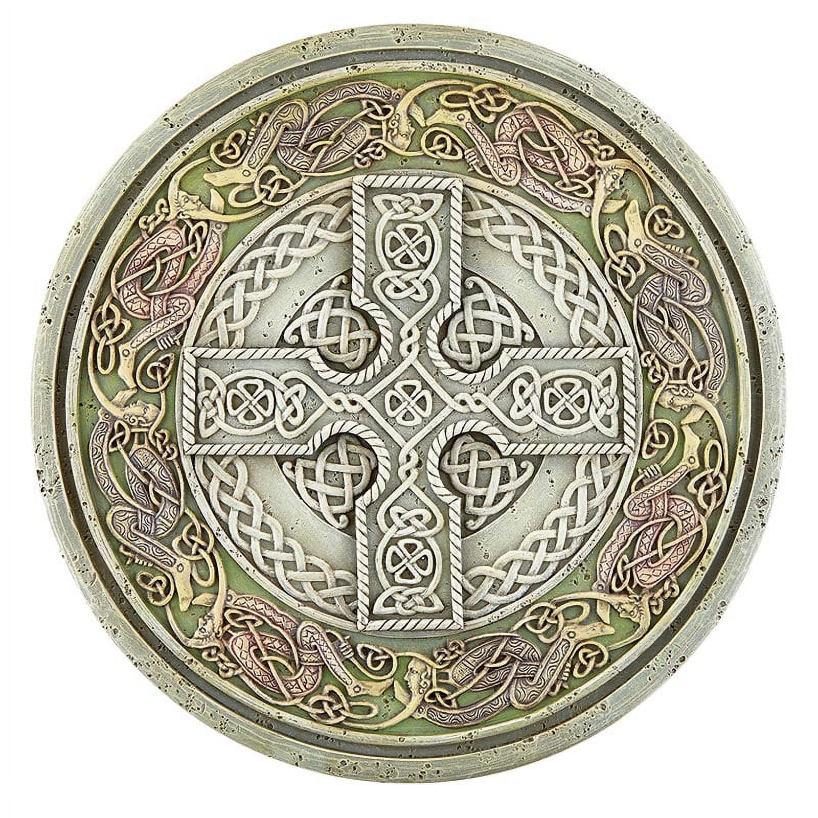 11" Celtic Cross Painted Resin Garden Stepping Stone