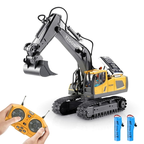 11 Channel ，2.4G Remote Control Excavator，1:20 Simulation Engineering Vehicle with Lighting and Sound Effects，Dual Battery Gift Box for Children and Adults