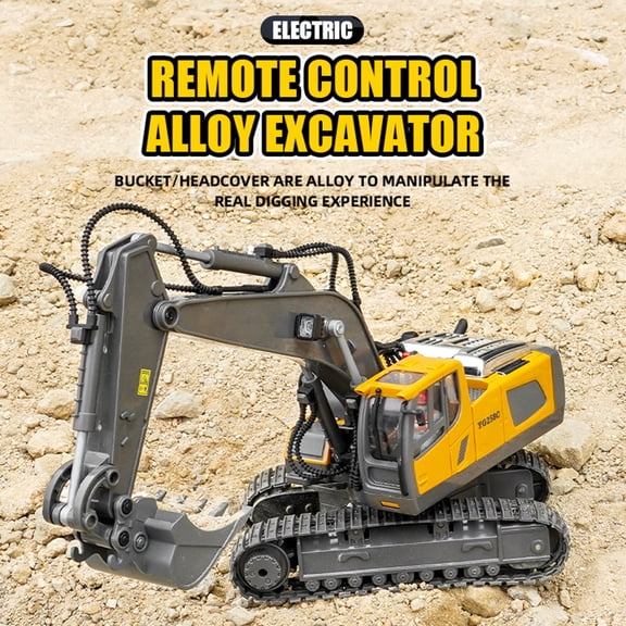 11-Channel Remote Control Alloy Excavator, Spray Dump Truck Engineering Vehicle, RC Bulldozer Toy