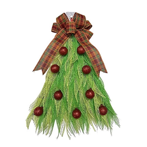 11" Christmas Teardrop Swag for Front Door Artificial Winter Swag Wreath with Red Bow and Berries, LED Light Up Holiday Door Decoration for Thanksgiving Holiday Christmas Decoration