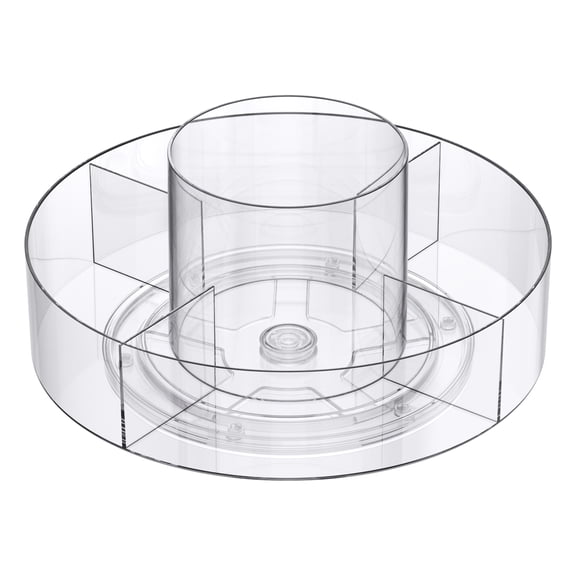 11" Clear Rotating Storage Tray by Simply Tidy – 5-Compartment 360° Turntable Organizer for Craft - Kitchen - Pantry & Bathroom Use - Silent Ball Bearing Design - 6 Pack