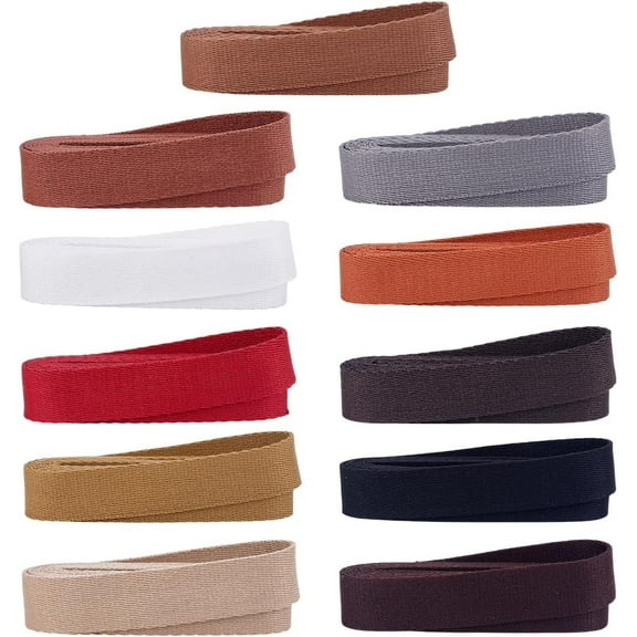 11 Colors Cotton Webbing Cotton Strap Webbing Straps 1 Inch Wide Webbing Straps Bag Handles Webbing Sewing Twill Ribbon for Crafts Sewing Tote Canvas Bag Belting Outdoor Supplies 24 Yards