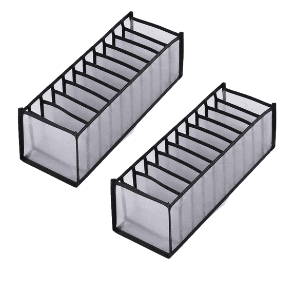 11-Compartment Sock Organizer for Drawer, Foldable Mesh Sock Storage Box, Closet Underwear Organizer Bin, Space Saving Drawer Divider for Socks, Underwear, Ties & Baby Clothes