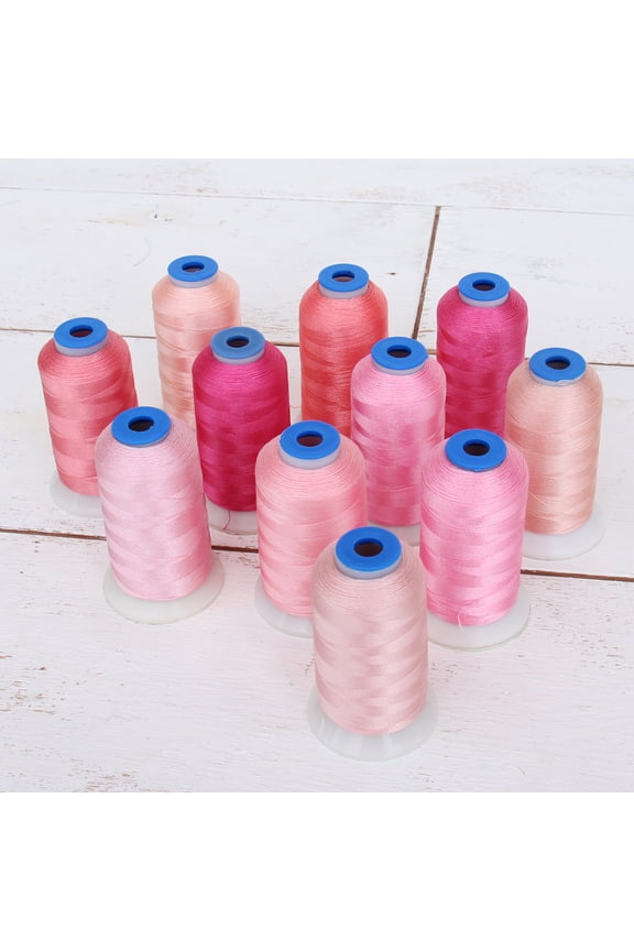 11 Cone Pink Color Builder Rayon Thread Set - 1000m Spools - Silky Luxurious Finish - For Machine Embroidery and Decorative Stitching