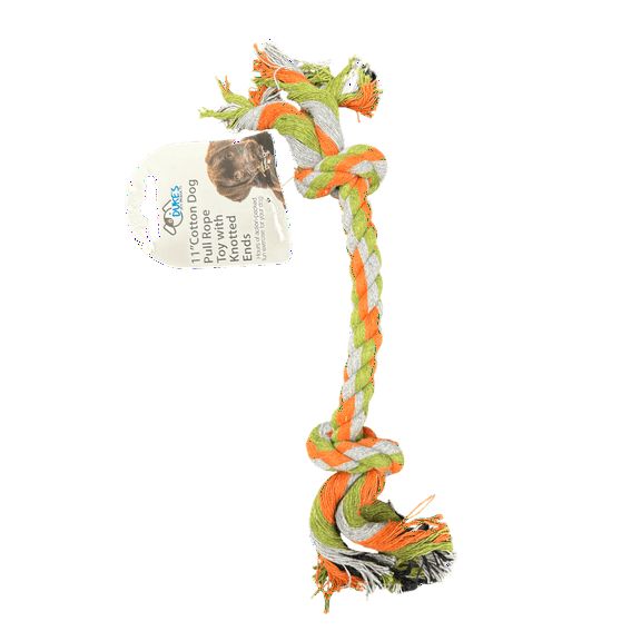11 in Cotton Dog Pull Rope Toy with Knotted Ends, Durable, Fun Tug of War Toy for Interactive Play, Great for Fetch, Chewing, Bonding, Safe, Strong Design for Dogs, Playtime Essential, Green