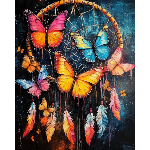 11 Count Stamped Cross Stitch Kits for Adults Beginners, Hand Embroidery Ornaments kit Embroidery Butterflies and Dreamcatchers 16x20 inch