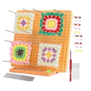 YMWVH 11 Wooden Crochet Blocking Board 1 Pack with 20 Pins, Granny Square Crochet Project Accessory, Gift for Crocheters
