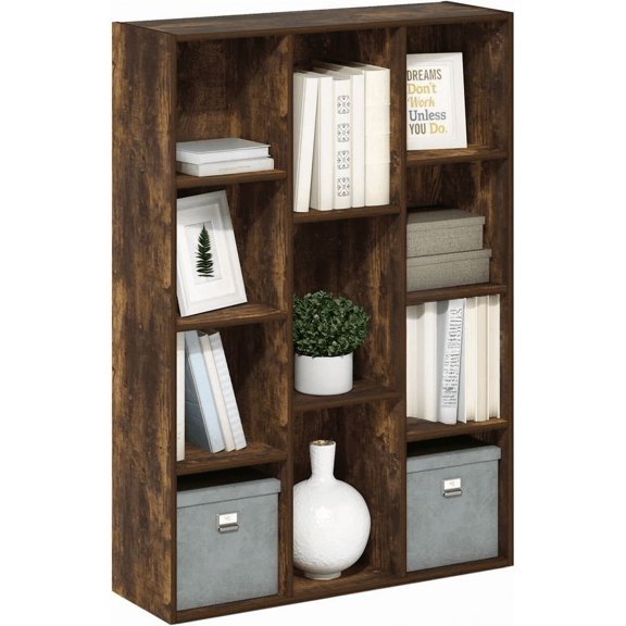 11-Cube Book Shelf with Reversible Design in Amber Pine