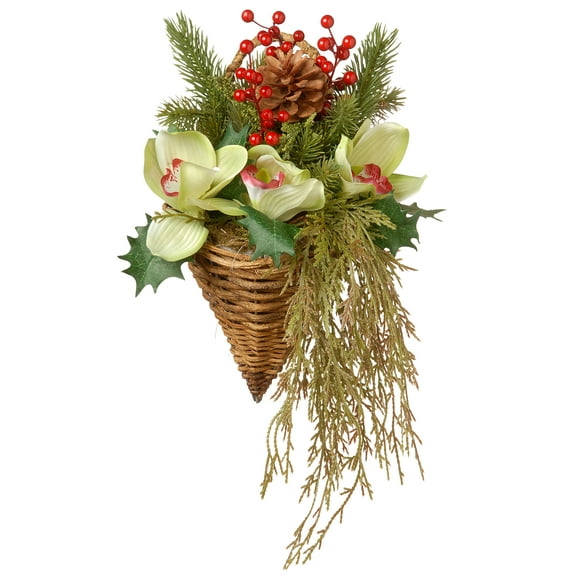 11" Cymbidium Artficial Flower Wall Basket
