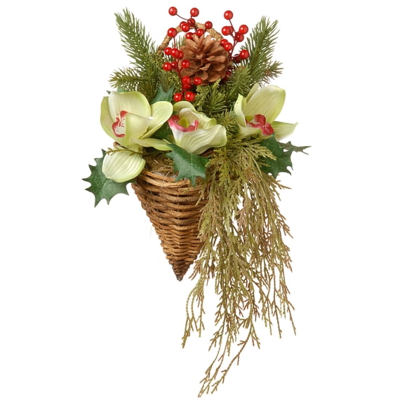 11" Cymbidium Artficial Flower Wall Basket