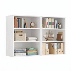 11"D x 15.8"W x 23.6"H Book Shelf Set of 2, 3-Tier Bookshelf, Storage Shelves Bookcase, Freestanding Book Shelf Small Space, Wall Cabinet for Laundry Room, Bathroom, Living Room, Home Office, White