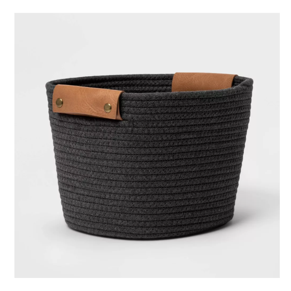 11" Decorative Coiled Rope Basket Gray Charcoal - Brightroom : Storage Basket for Gifts, 11 Inch Cube System Compatible