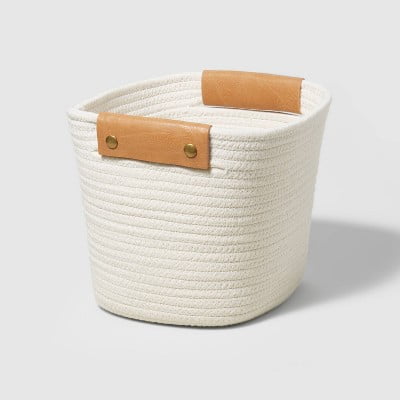 11" Decorative Coiled Rope Basket - Oval Storage with Handles, Fits 11 Inch Cube System