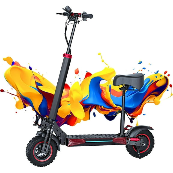 11" Electric Scooter Adults with Seat, 1200W Motor, Max 33Miles Range & 35MPH Speed, Folding Commuter Electric Scooter, Max Load 330LBS & Climbing Angle 30