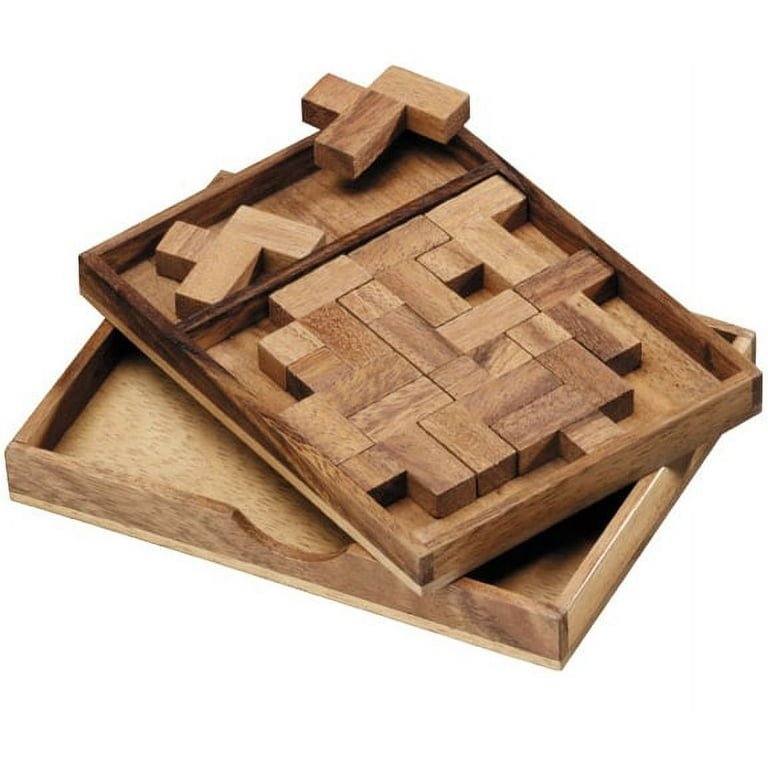 40 Piece Wooden Brain Teaser Puzzle, Solve by Fitting All Pieces