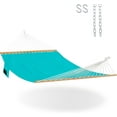 thumbnail image 1 of 11 FT Double Outside Hammock Quick Dry Olefin Fabric Hammock with Spreader Bar Hammock with Chains Outdoor Poolside Backyard 450 lbs Capacity, Turquoise, 1 of 15