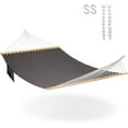 thumbnail image 1 of 11 FT Double Outside Hammock Quick Dry Olefin Fabric Hammock with Spreader Bar & Chains Outdoor Poolside Backyard 450 lbs Capacity, Black, 1 of 8