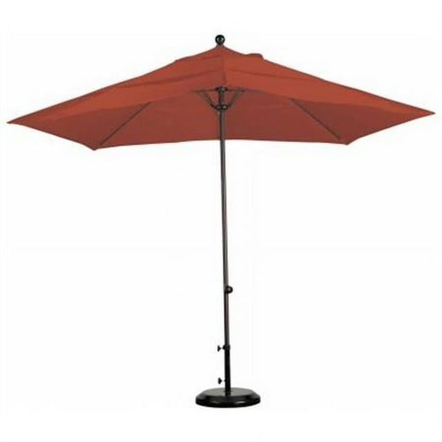 11' Fiberglass Market Umbrella EasyLift No Crank No Tilt Bronze/Jockey Red