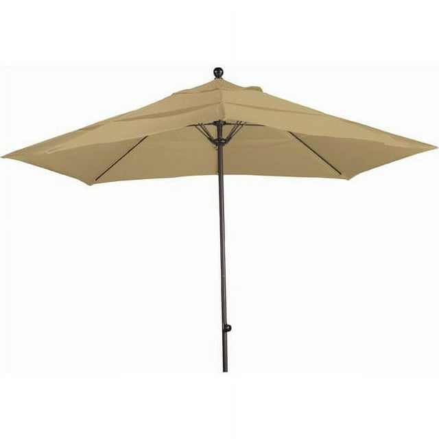 11' Fiberglass Market Umbrella EasyLift No Crank No Tilt Bronze/Sesame Linen