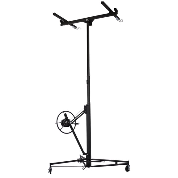 11 Foot Black Iron Drywall Panel Lift Hoist Jack Lifter, 150 Lbs Capacity Drywall Carrier for Ceiling and Wall Installation
