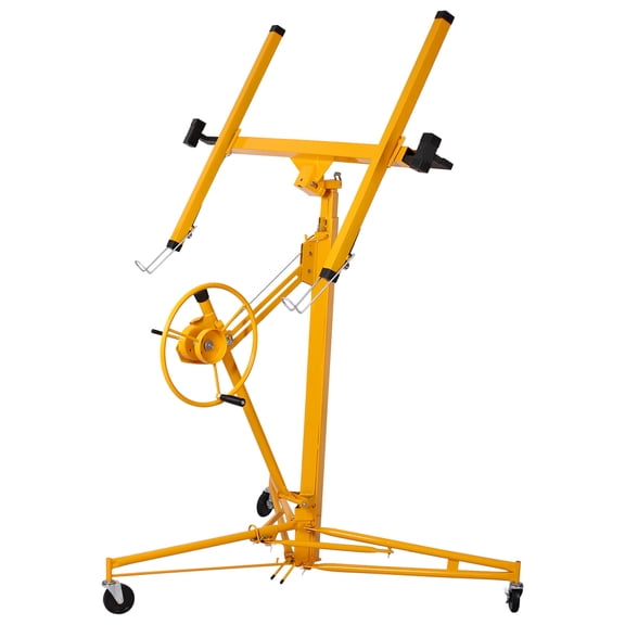 11 Foot Yellow Iron Drywall Panel Lift Hoist Jack Lifter, 150 Lbs Capacity Drywall Carrier for Ceiling and Wall Installation