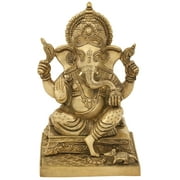11" Four Armed Auspicious Blessing Ganesha In Brass | Handmade | Made In India - BRASS