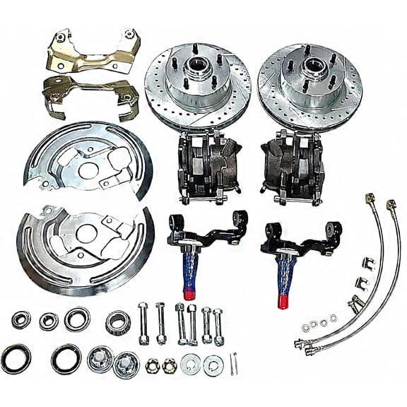 11 In Front Disc Brake Conversion Kit, Std Rtr, Gry Caliper For 1964-1974 GM A/F/X Camaro, Chevelle, Nova, Body Disc Brake Kit, Standard Rotors, Bolt Pattern 5 on 4.75"