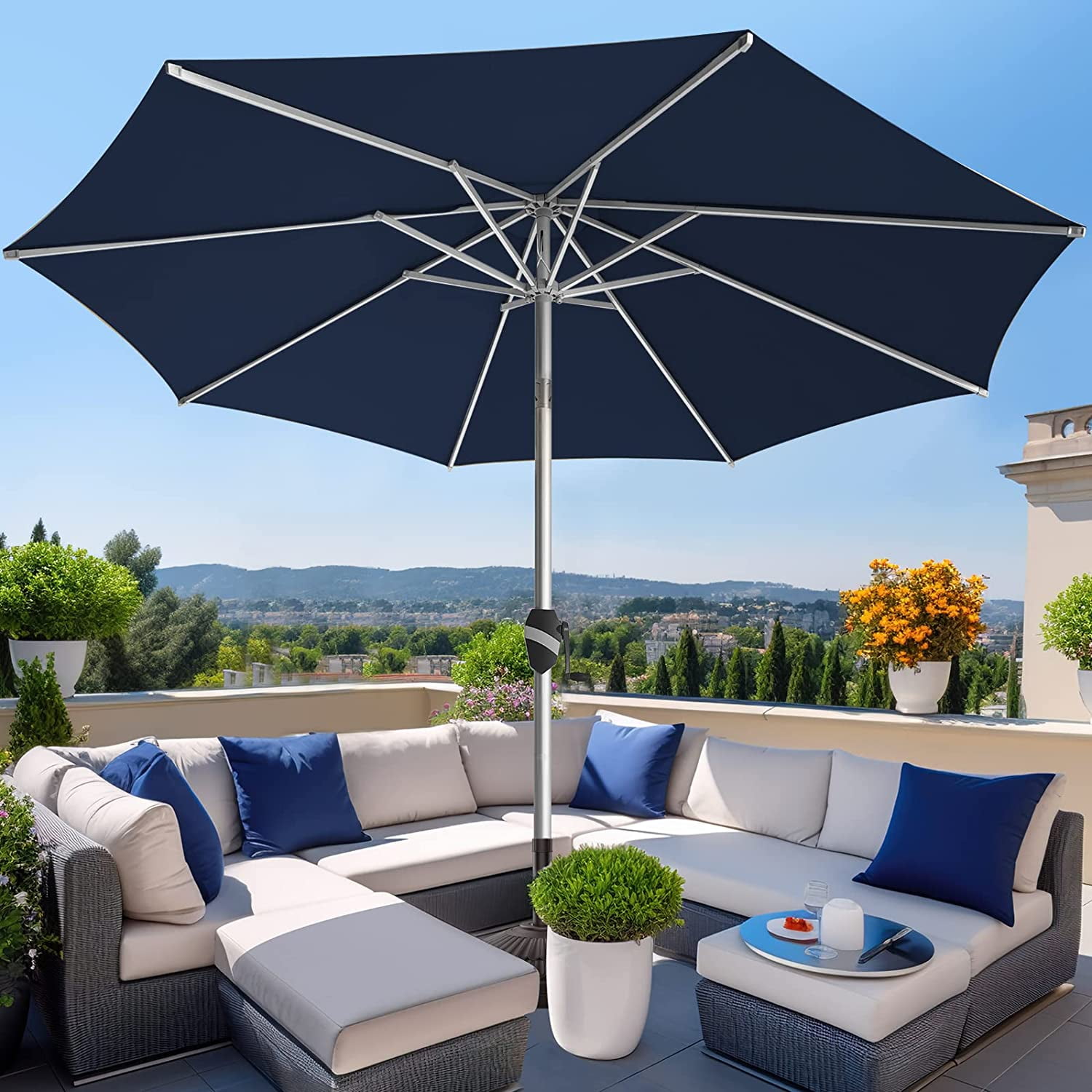 battery operated patio umbrella string lights 80 LED Battery Operated Parasol Lights by Lights4fun