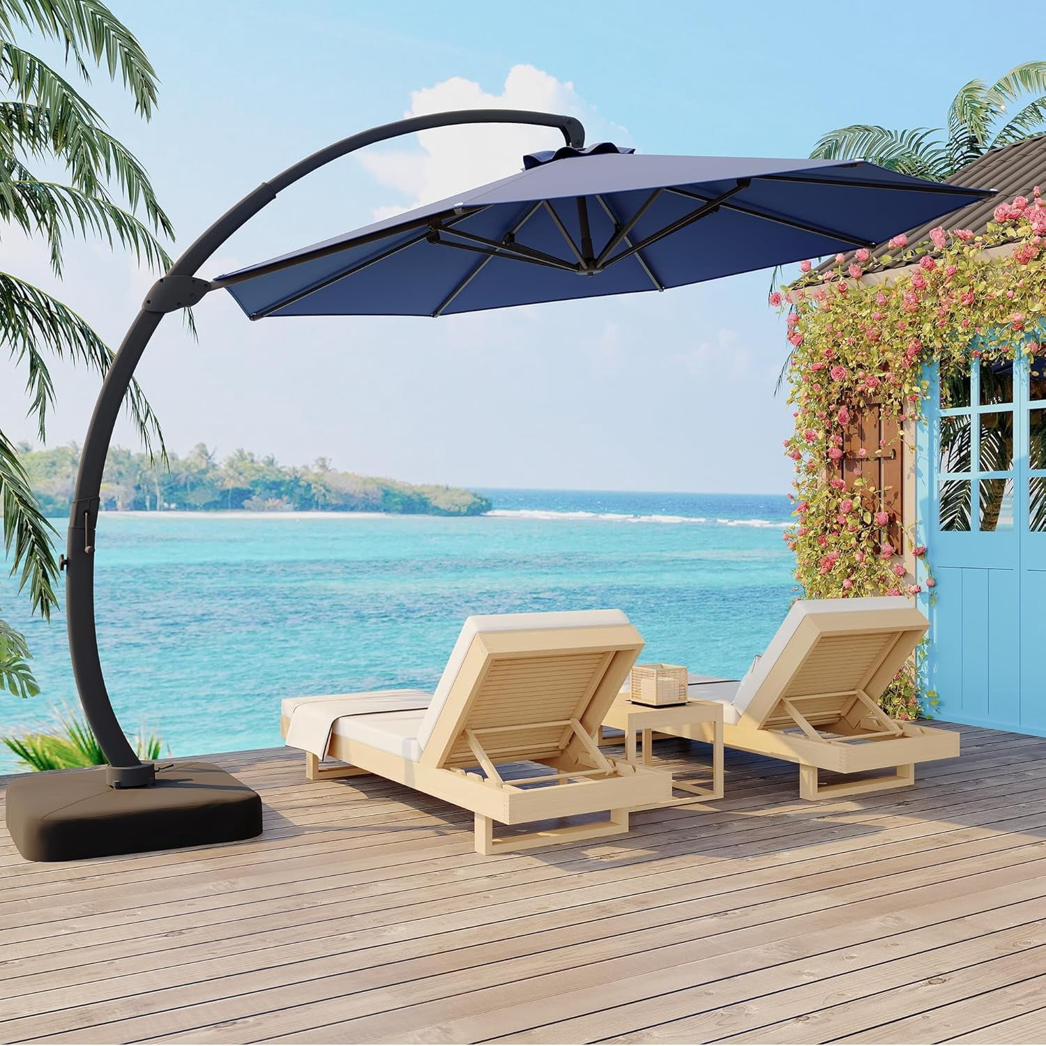 cheap outdoor patio set w umbrella PURPLE LEAF 15x9ft Double-Sided Rectangular Market with Base, Light Grey Color:Glow Blue Pink Dot/Maggot White Danesfield Mews Fabric Mini 41123278 / 41130785 / Product_Fins