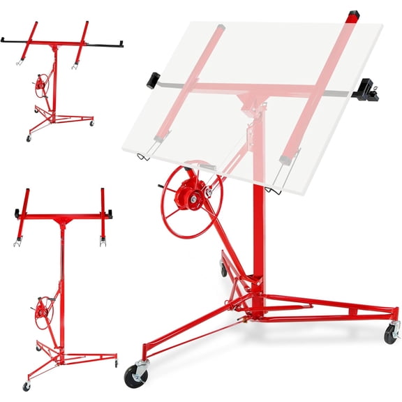 11 Ft Drywall Lift 150 lb Capacity 360 Rotation Telescopic Arm Locking Wheels