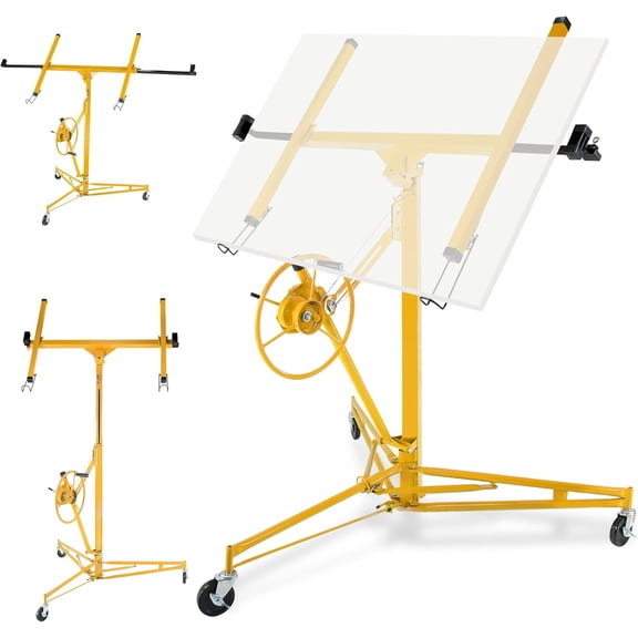 11 Ft Drywall Lift 150 lb Telescopic Arm 360 Rotation Locking Wheels
