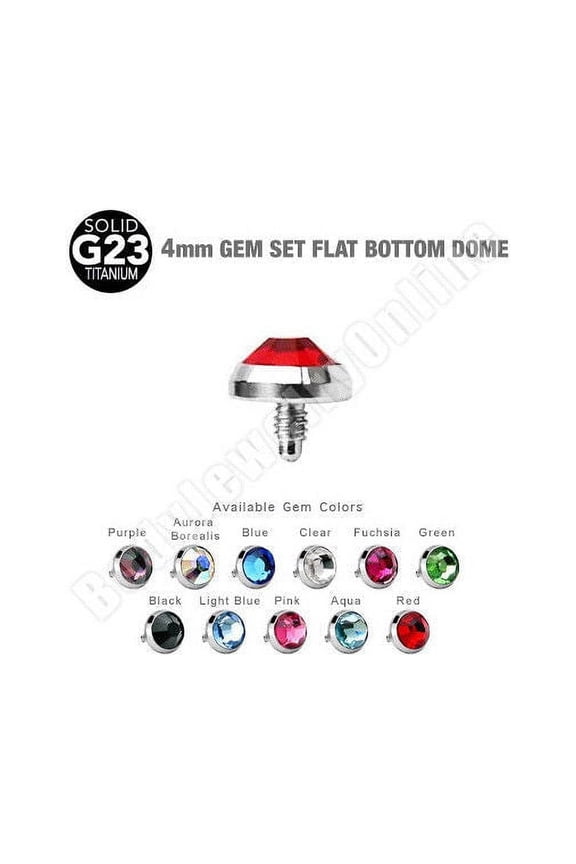 11 Grade 23 Solid Titanium Internally Threaded Flat Dermal CZ Tops
