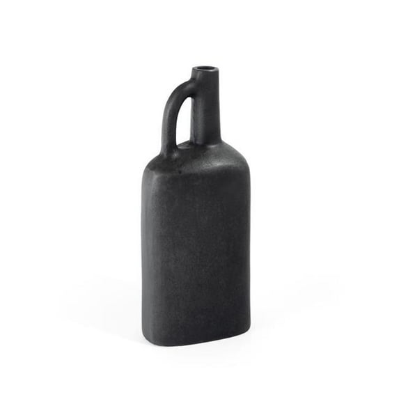 HomeRoots 576762 11 in. Gray Aluminum Jug Table Vase