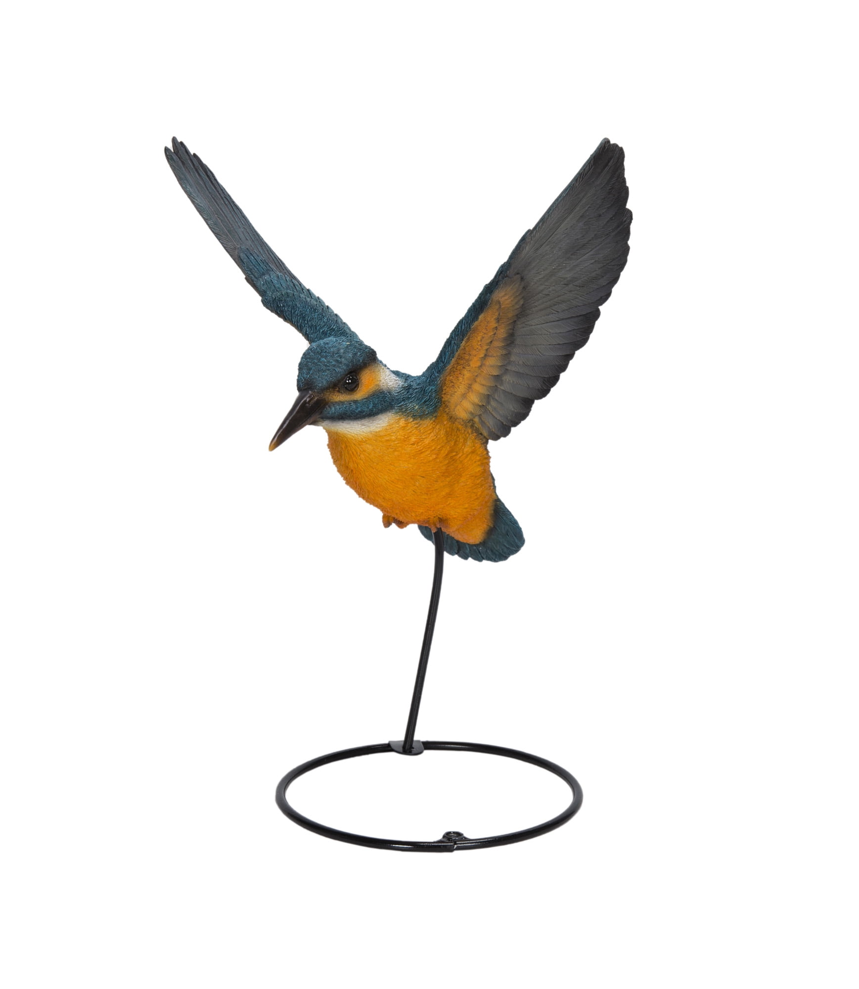 11" Blue and Orange Flying Kingfisher Resin Statue