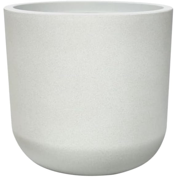 11" H Plastic Cylinder Plant Pots, Flower pot for Indoor Plants with Drainage Holes and Plug, Outdoor Garden Planters, Weather-Resistant and UV-Resistant, Modern Decorative for Home, Chalk Beige