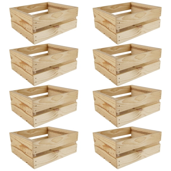 11" Half Wood Crate by ArtMinds - Unfinished Pine Storage Boxes for Crafts - DIY Projects & Home Decor - 8 Pack